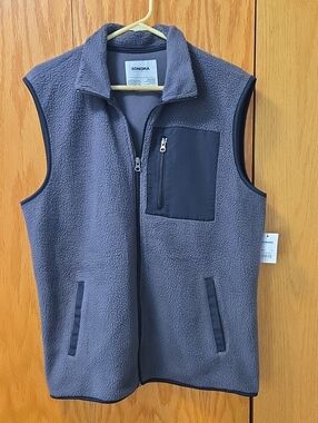 Sonoma Charcoal Gray Sherpa Fleece Vest with Chest Pocket